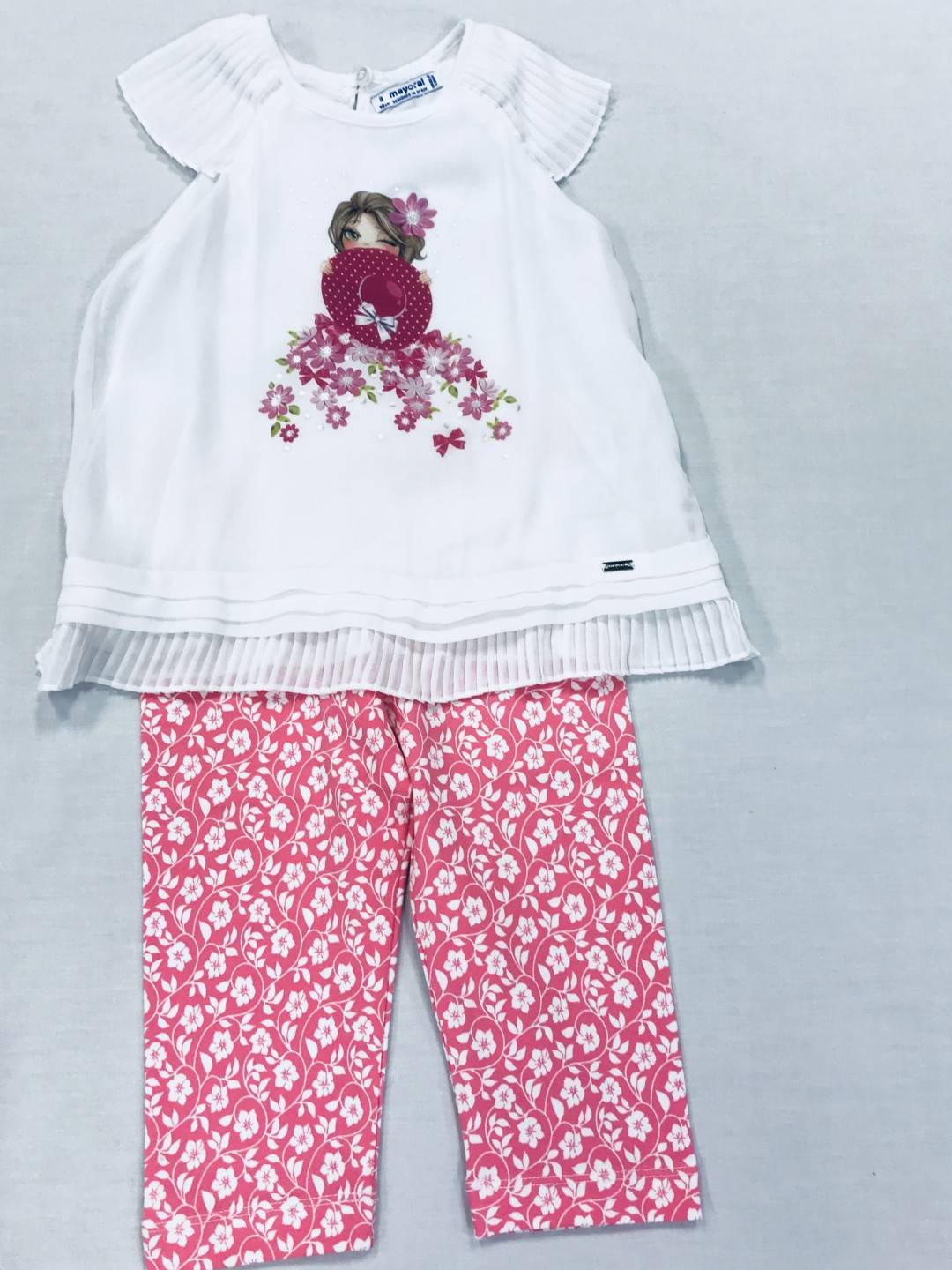 PINK AND WHITE FLORAL 2-PIECE SET SIZES 2-8
