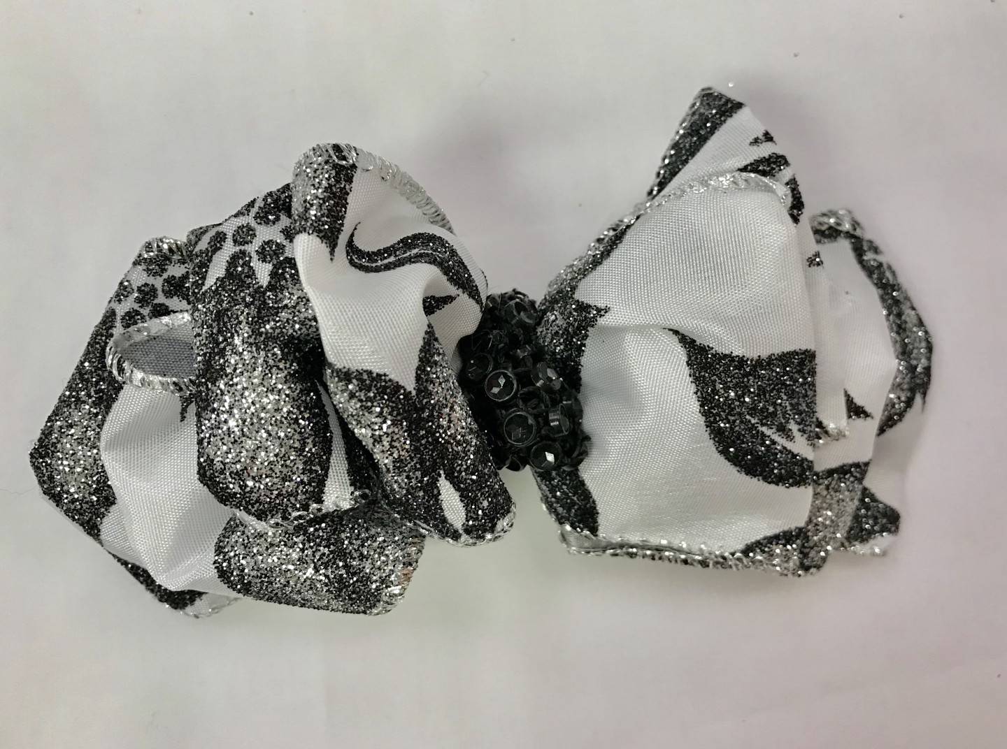 CHEE CHEE BLACK AND WHITE GLITTER BOW