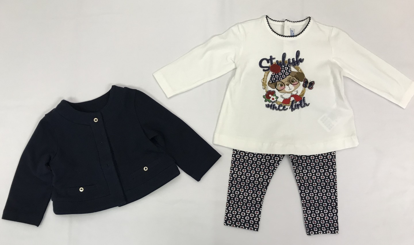 MAYORAL 2792 STYLISH SINCE BIRTH RED, WHITE AND BLUE TOP WITH LEGGINGS AND JACKET