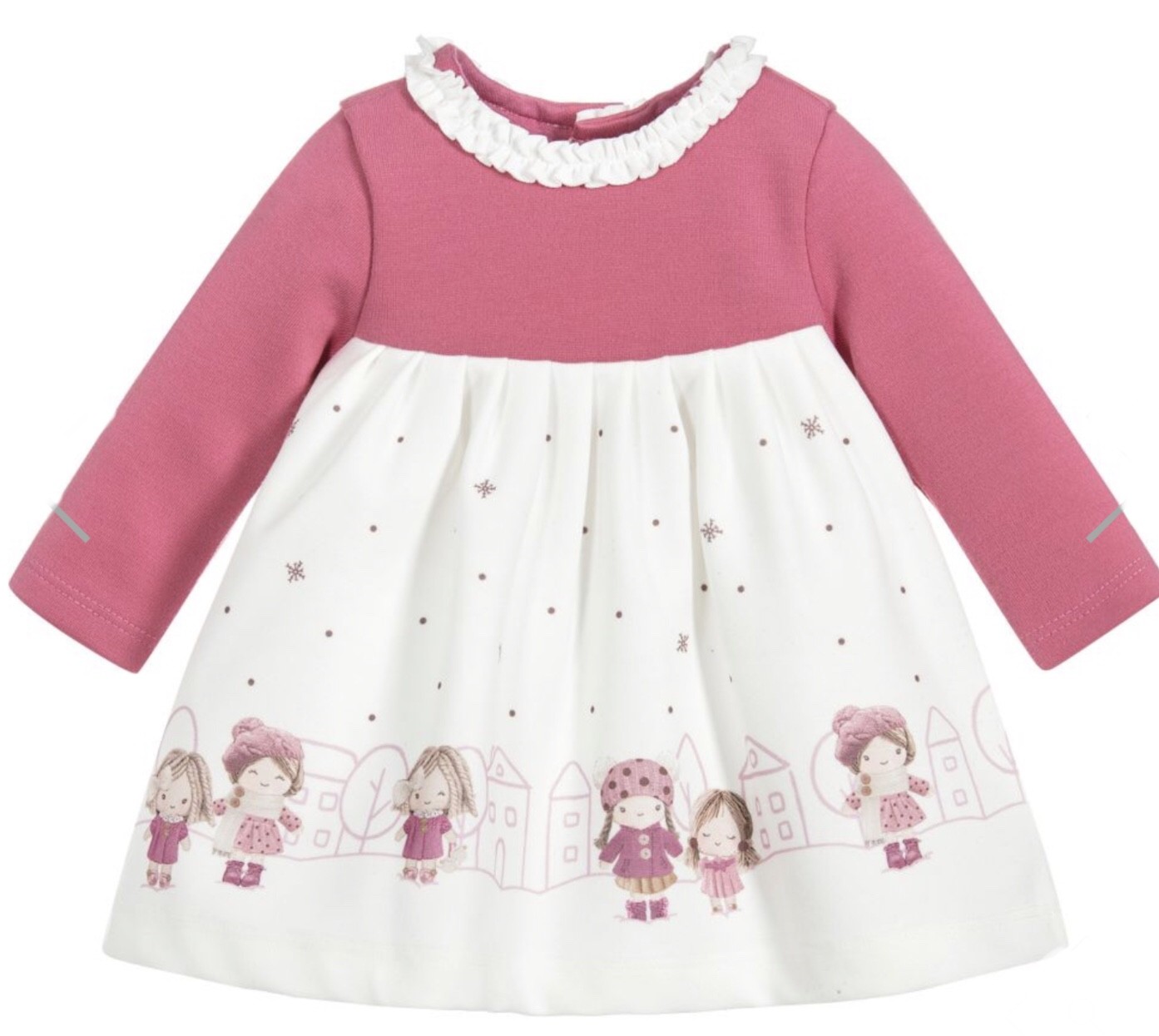 MAYORAL 2858 PINK AND WHITE SNOW TOWN DRESS