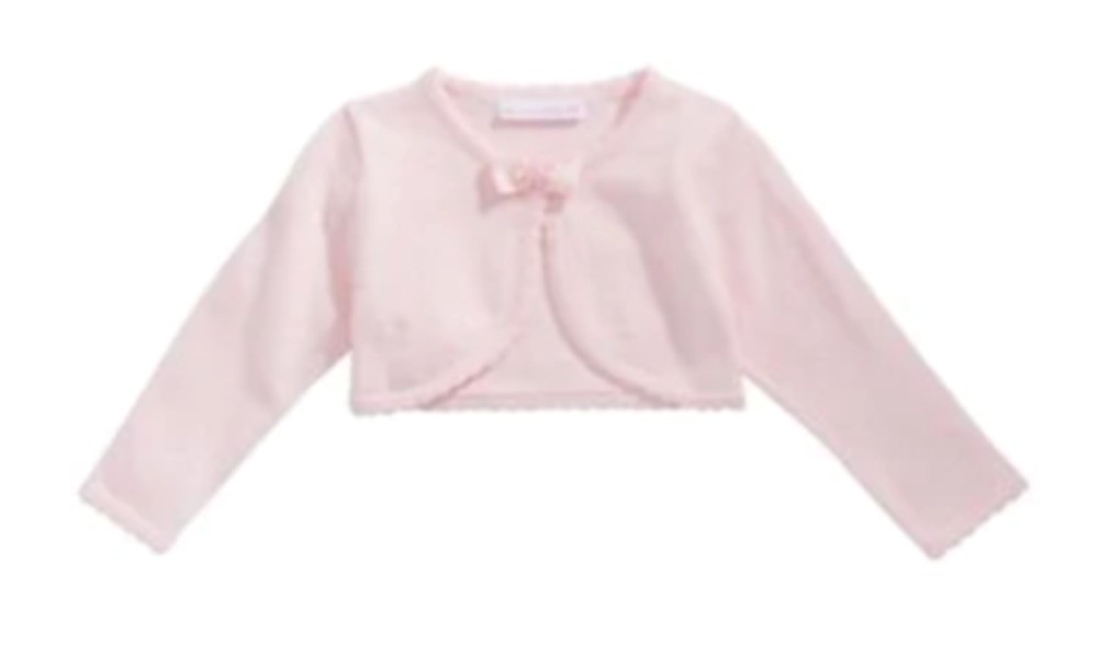 BONNIE JEAN R50553-SL BABY GIRLS PINK SHRUG WITH BOW ACCENT