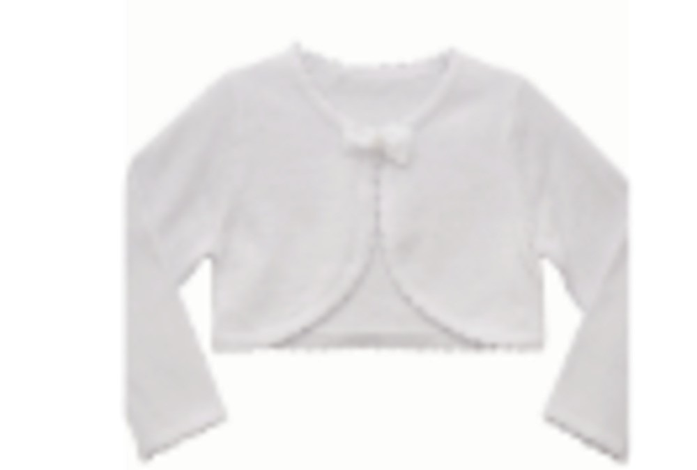 BONNIE JEAN R50553-SL BABY GIRLS WHITE SHRUG WITH BOW ACCENT