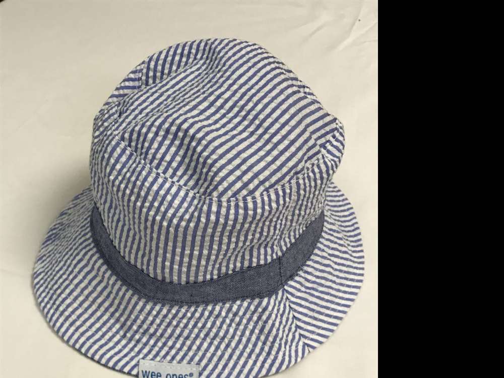 WEE ONES REVERSIBLE BLUE AND WHITE STRIPED SUN HAT SIZES 0-18 MONTHS