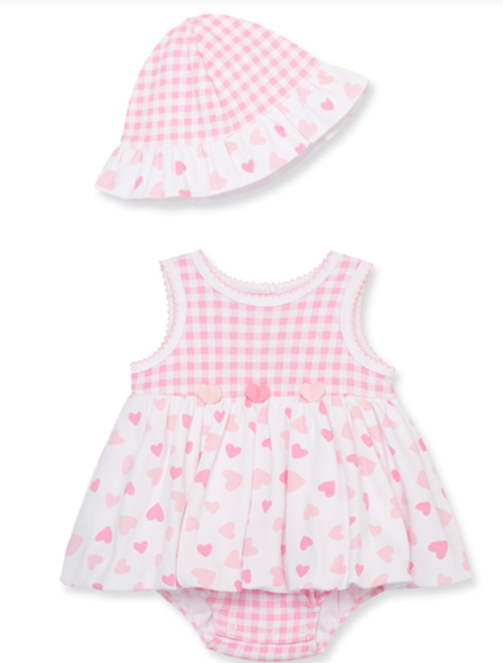 LITTLE ME LCD13044N BABY GIRLS HEART POPOVER DRESS WITH MATCHING HAT