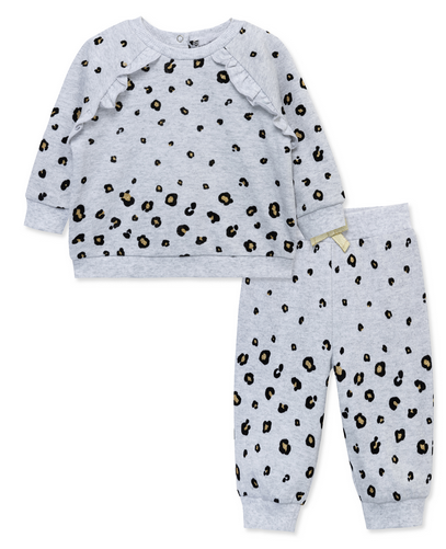 LITTLE ME LCH141918 BABY GIRLS GREY LEOPARD ACTIVE SET