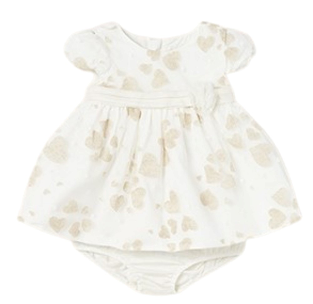 MAYORAL 1813 BABY GIRLS HEART PRINTED DRESS WITH MATCHING DIAPER COVER