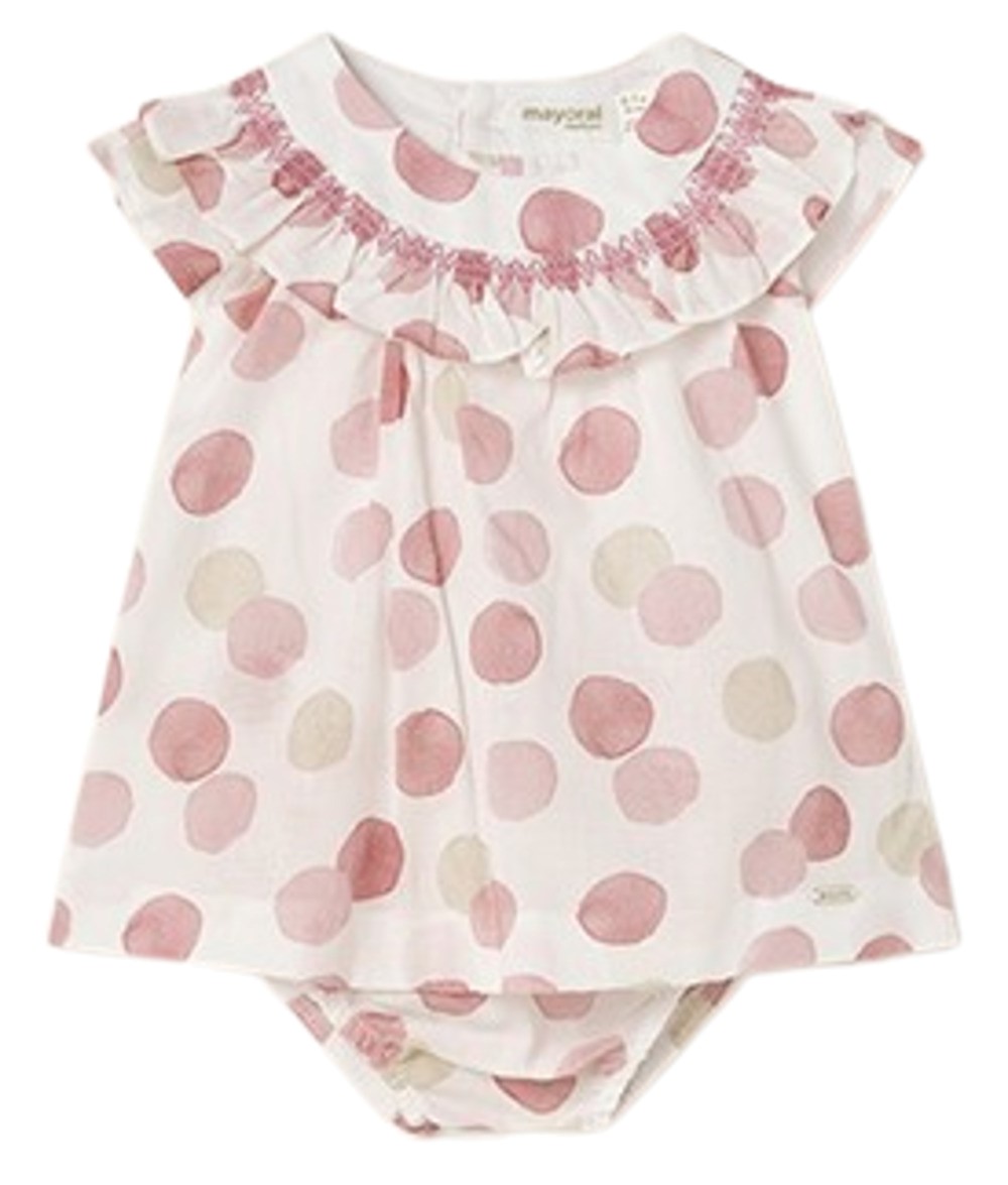 MAYORAL 1817 BABY GIRLS POLKA DOT DRESS WITH MATCHING DIAPER COVER