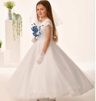 Sweetie Pie Communion Dress#301FrontHeadpiece and gloves Not Included