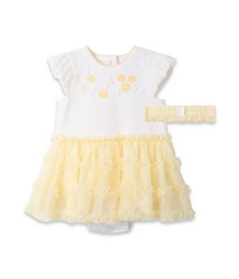 Little Me L742 Baby Girls Butterfly Tutu Popover Dress with Matching Headband