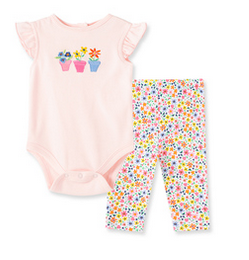 LITTLE ME L677 BABY GIRLS PINK FLORAL LEGGINGS SET WITH MATCHING HEADBAND