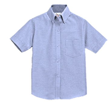 BlueShort SleeveOxfordcloth Buttondown Collar ShirtWith School Logo