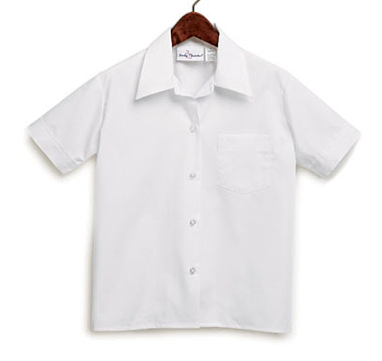 WhiteShort Sleeve Pointed Collar BlouseGrades 5-8