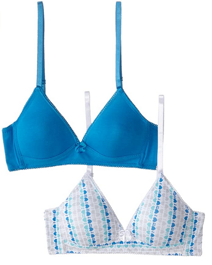 TRIMFIT LIGHTLY LINED WIREFREE COTTON BRA (PACK OF 2), DIAGONAL HEARTS/BLUE