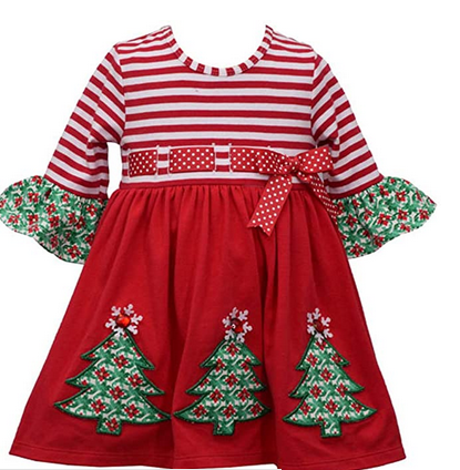 BONNIE JEAN X19096-PT BABY GIRLS HOLIDAY CHRISTMAS TREE DRESS