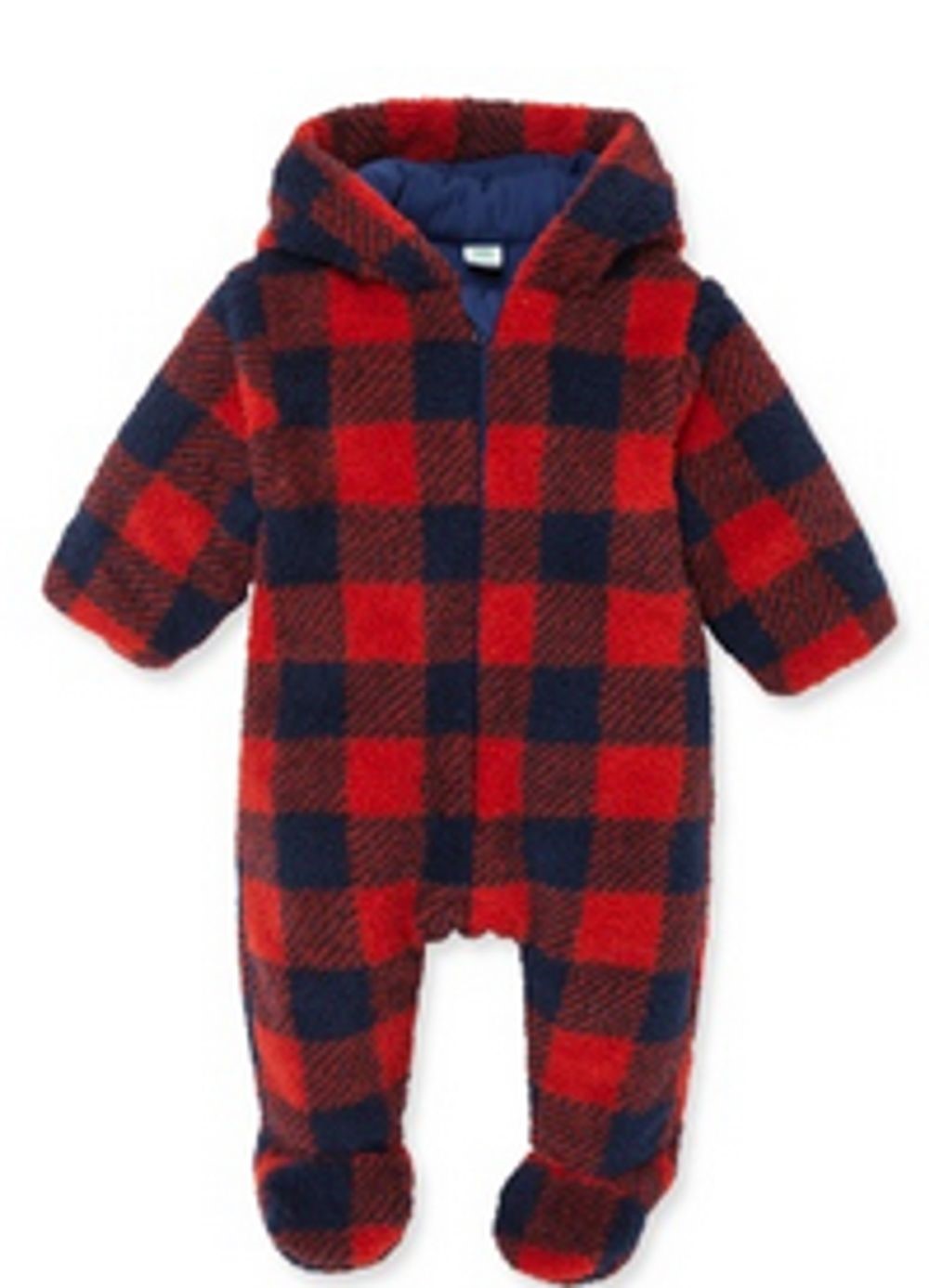 LITTLE ME L600 BABY BOYS BLUE AND RED PLAID FUZZY PRAM