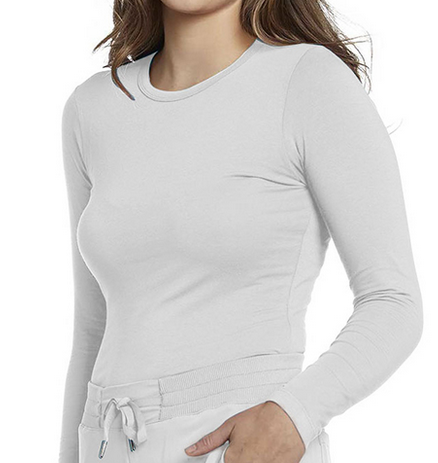 WC-207 SOLID POLYESTER LONG SLEEVE UNDERSCRUB T-SHIRT - WHITE