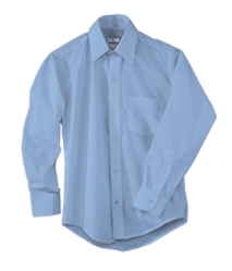 BlueLong SleeveBroadcloth ShirtWith School Logo