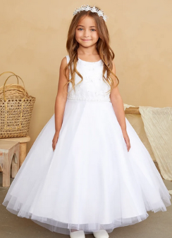 Tip Top Kids Communion Dress#208FrontHeadpiece Not Included