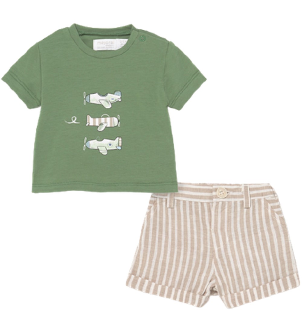 MAYORAL 1216 BABY BOYS BAMBOO SHORTS AND T-SHIRT SET WITH AIRPLANE DECALS