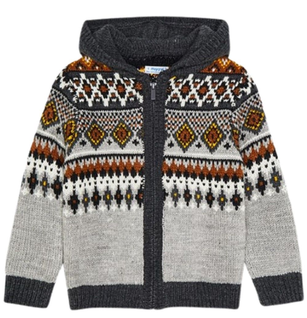 MAYORAL 4366 BOYS WOVEN KNIT HOODIE SWEATER