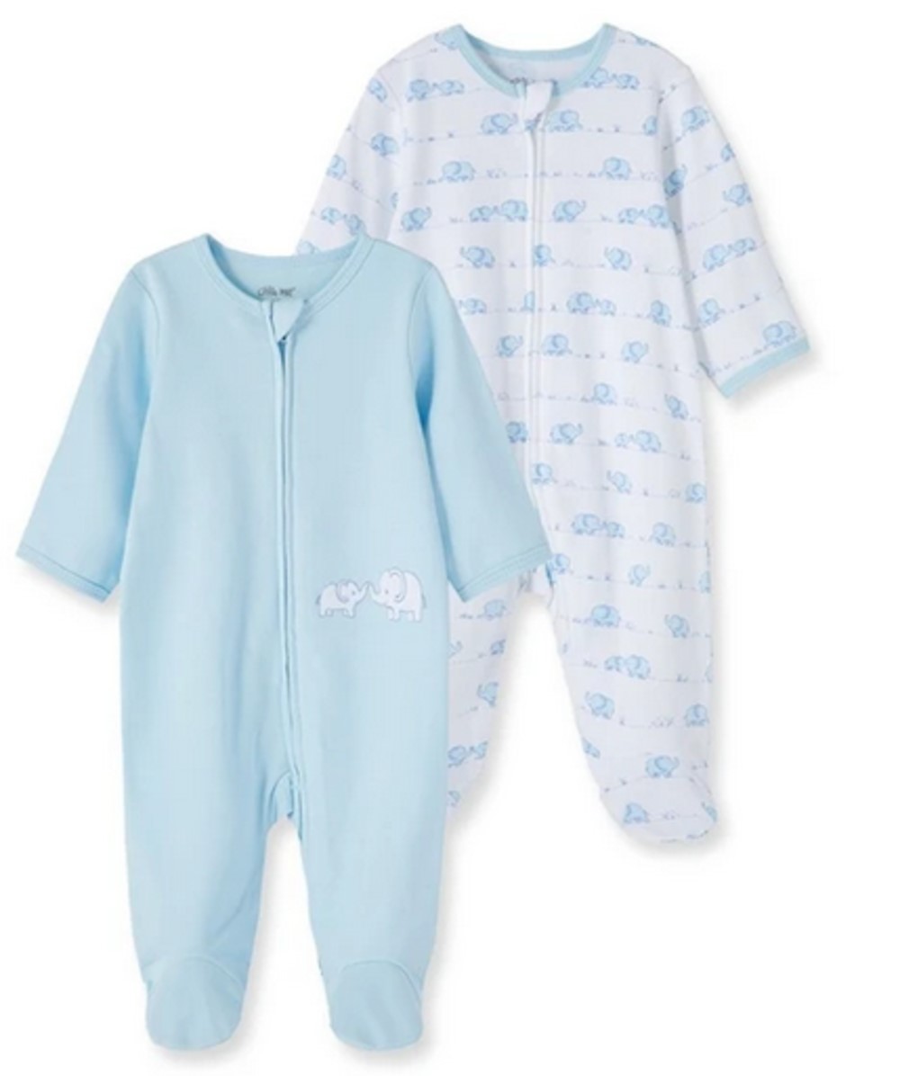 LITTLE ME L457 BABY BOYS 2 PACK OF ELEPHANT PARK SLEEPERS
