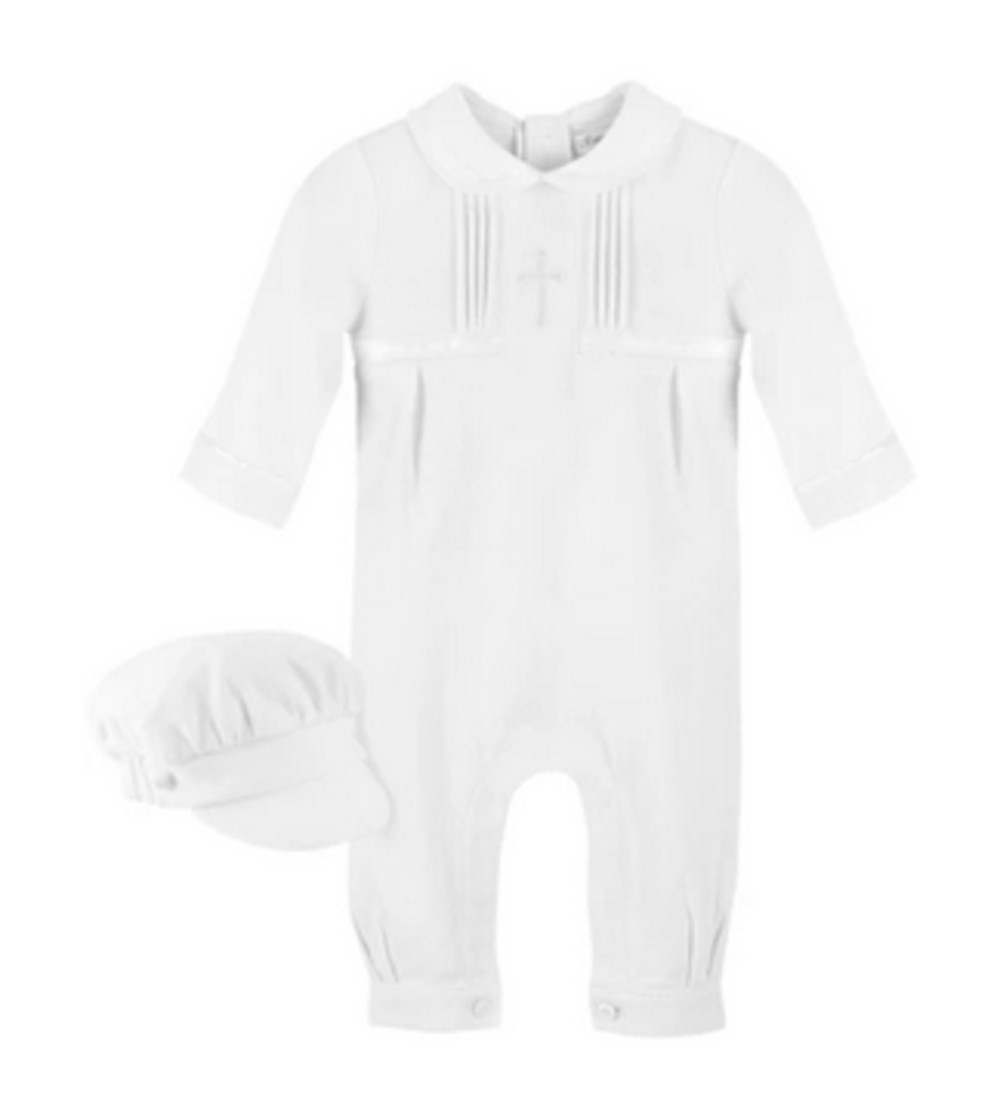 CARRIAGE BOUTIQUE BABY BOYS ELEGANT CHRISTENING OUTFIT WITH HAT