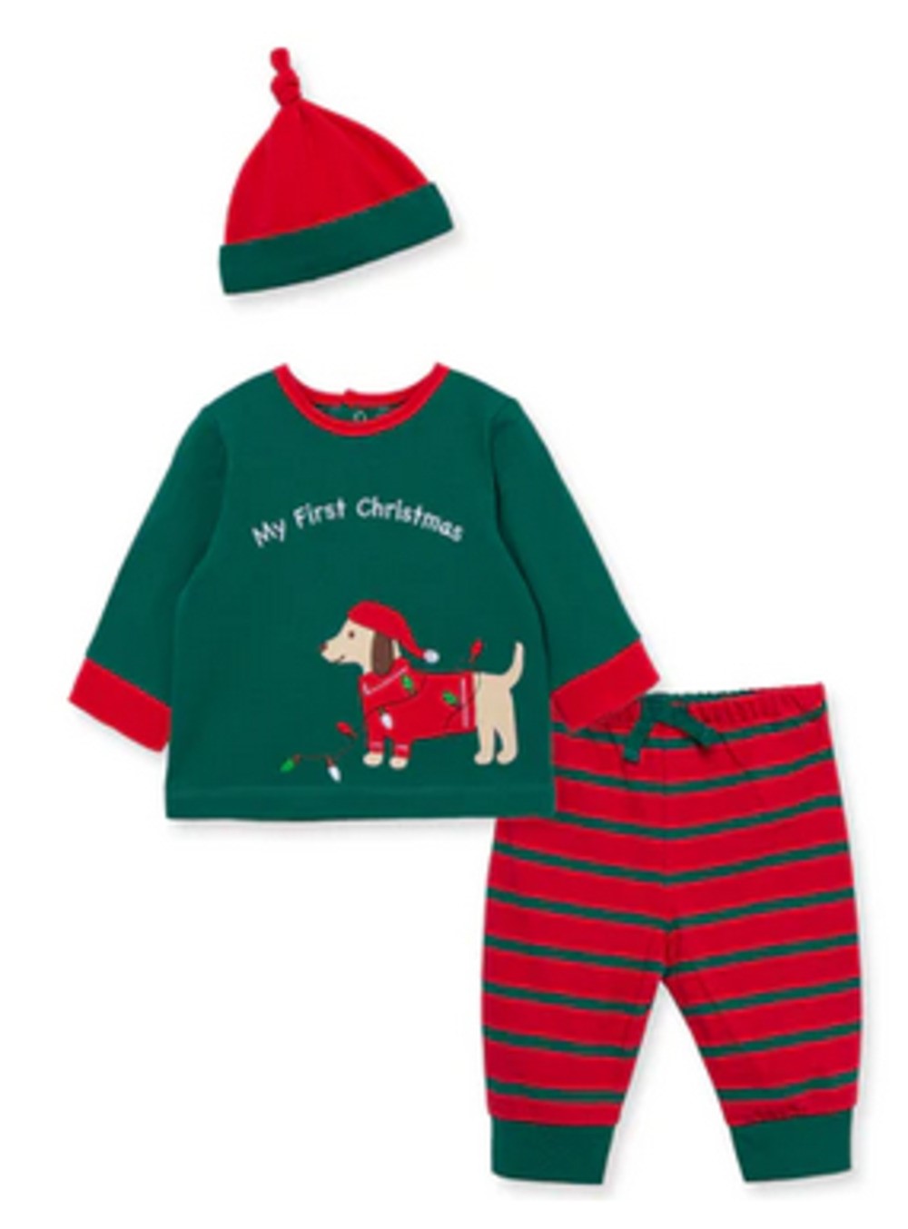 LITTLE ME L300 BABY BOYS MY FIRST CHRISTMAS PUPPY JOGGER SET WITH MATCHING HAT 