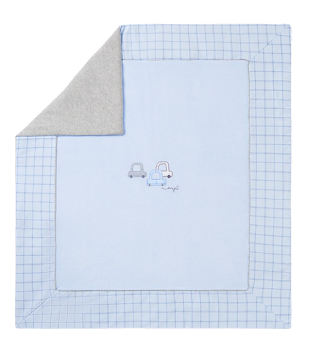 MAYORAL 9153 BABY BOYS SKY BLUE BLANKET WITH CAR APPLIQUES