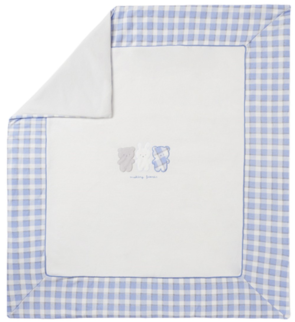 MAYORAL 9153 BABY BOYS BLUE ICE BLANKER WITH TEDDY BEAR APPLIQUES