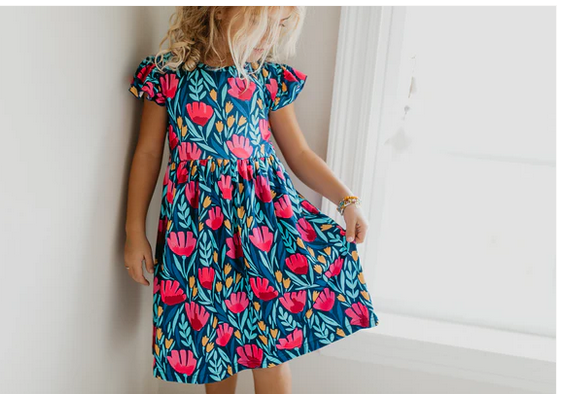 Adorable Sweetness Blue Floral Flutter Dress