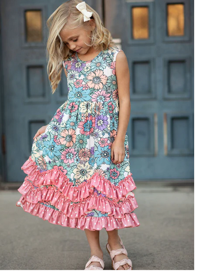 Adorable Sweetness Floral 3 Ruffle Dress