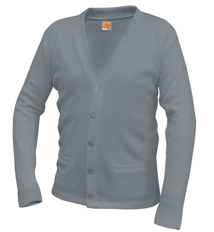Morgan Park AcademyV-Neck Cardigan GrayWith School Logo