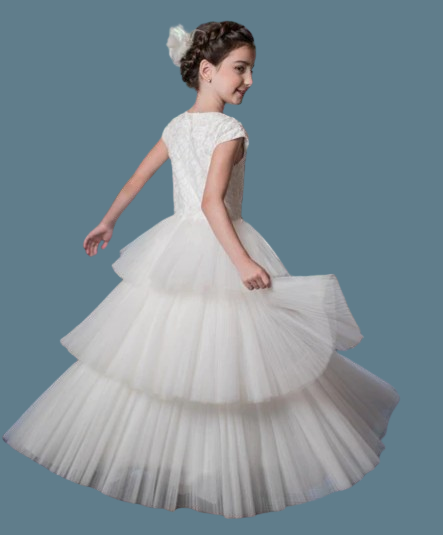 Macis Design Communion Dress#108Back Available in WhiteHeadpiece Not Included