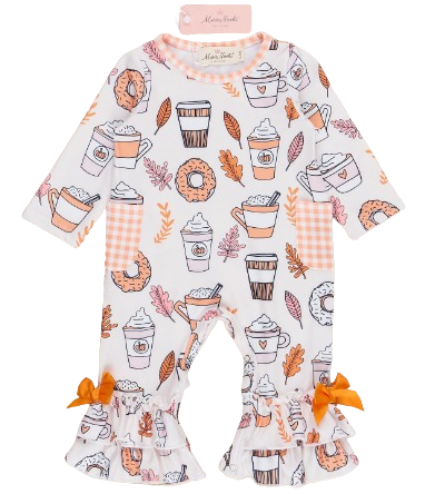 MARIE NICLOLE SWEET MAPLE AND CIDER GINGHAM RUFFLE ROMPER
