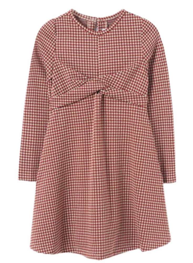MAYORAL 7966 GIRLS BEIGE AND RED VISCOSE JERSEY DRESS