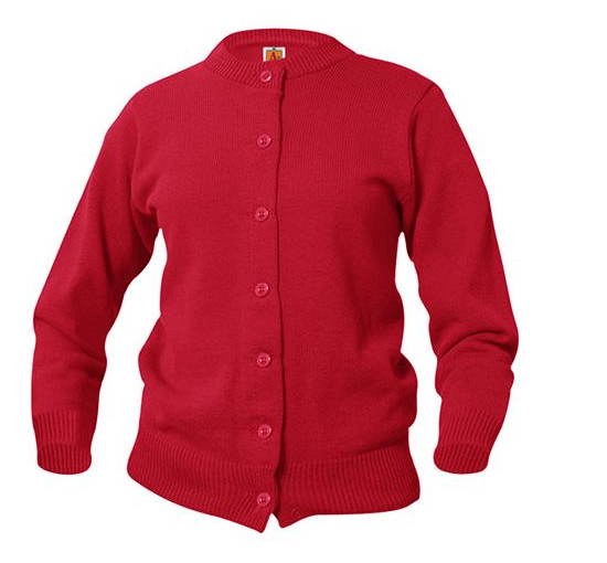 LEARN Romano ButlerCrew Cardigan RedWith School LogoGirls Grades:  6th-8th