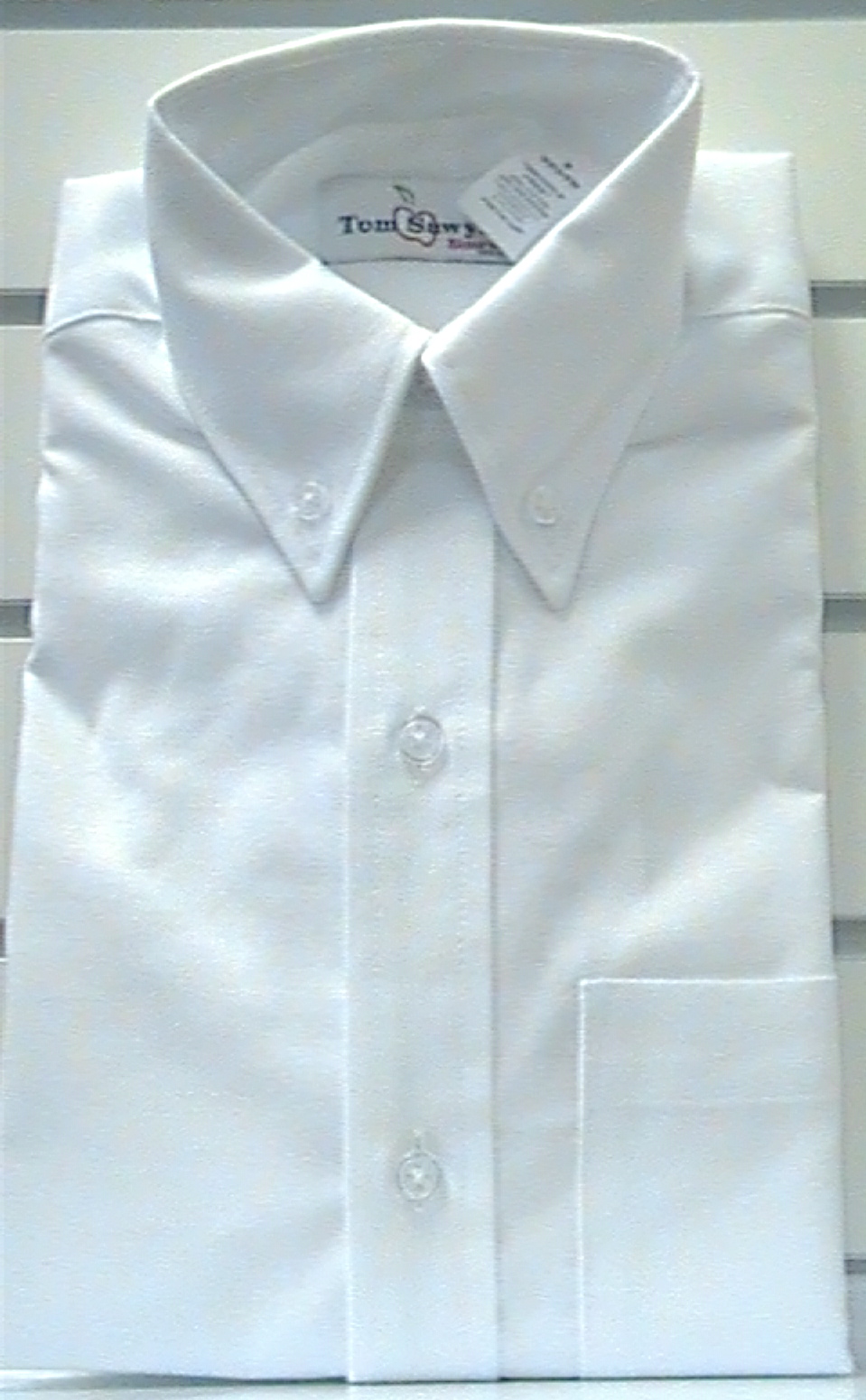 WhiteShort SleeveOxfordcloth Buttondown Collar Shirt