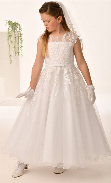 Sweetie Pie Communion Dress#303FrontHeadpiece and gloves Not Included