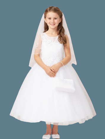 Tip Top Kids Communion Dress#202FrontHeadpiece or Purse Not Included