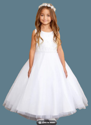 Tip Top Kids Communion Dress#208FrontHeadpiece Not Included